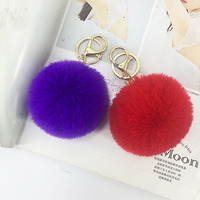 Porte-clés Pompon en Fausse Fourrure Moelleuse et Mignonne de 8 cm, Style Simple et Personnalisé, Vente Chaude 2025