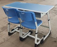 Escritorio Doble al por Mayor con Dos Sillas, Estructura de Acero Resistente, Mesa Escolar para 2 Personas, para Aulas de Secundaria, Pedido al por Mayor