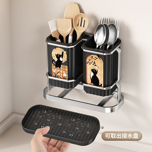 <b>Kitchen</b> Countertop Drainer With Tray Square White And Black L Size Mildew Proof Tableware <b>Storage</b> Rack - Product Image 2