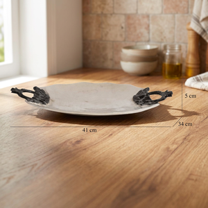 Bandeja Decorativa Irregular Plateada Smart Styling con Asas Negras 41x34x5 cm, Artesanía Metálica Tradicional, Pieza Única - Product Image 6