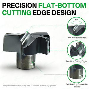 Punta da trapano in carburo a fondo piatto FCP 160Tip, inserto per punta da trapano a corona autobloccante, punta modulare intercambiabile, rivestimento in <span class=keywords><strong>TiC</strong></span>, compatibile con CNC - Product Image 1