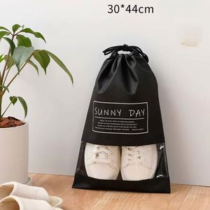 Customized Portable Travel Storage Non Woven Shoe Bag Pvc Window Transparent Drawstring Dust Bag for Shoes - Product Image 1