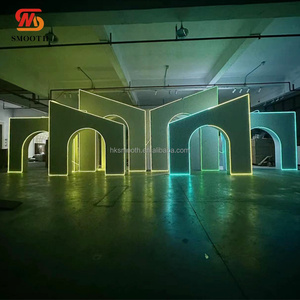 SMOOTH Wholesale Wedding Custom 3D LED PVC Acrylic White Floral Wedding Arch Door Stage <b>Backdrop</b> for Sale - Product Image 4