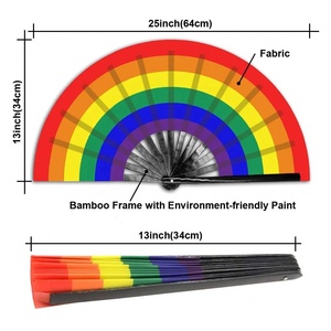 Ventilador de mano plegable grande de bambú con logotipo personalizado de 33CM - Product Image 3