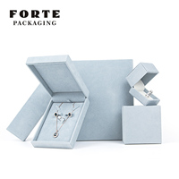 FORTE Baby Blue Caja De Joyas Ensemble de boîtes à bijoux en velours avec logo personnalisé pour bagues, boucles d'oreilles, bracelets, colliers et autres bijoux