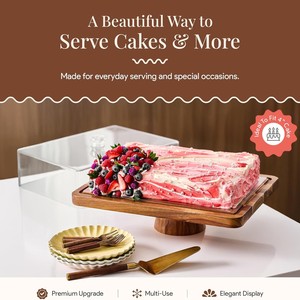 Wooden <b>Cake</b> <b>Stand</b> With Lid Rectangle Solid Wood Dessert Display Plate For Home Use - Product Image 5