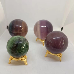 Sphère de fluorite naturelle polie, boule de cristal, décoration d'intérieur, pierre Feng Shui, artisanat, améthyste, couleur vert-violet, agate rais - Product Image 1