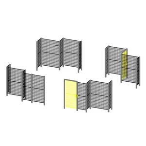 Sustainable Black Mesh Panels And Yellow Post Robotic Work Cells Machine Guard Safety Fencing