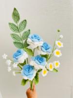 Ornement personnalisé en fleurs artificielles préservées au crochet, fait main, pour la Saint-Valentin, la Fête des Mères et la Fête des Enseignants
