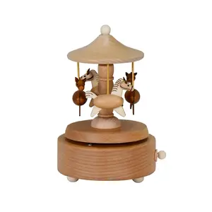 Hot Selling Beuken Houten Ballet Muziekdoos Carrousel Muziekdoos Voor Cadeau