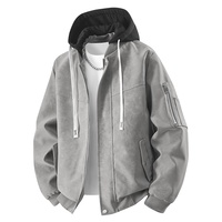 Veste à capuche contrastée pour l'automne et l'hiver, tendance et décontractée, vente en gros, logo personnalisable, veste pour homme