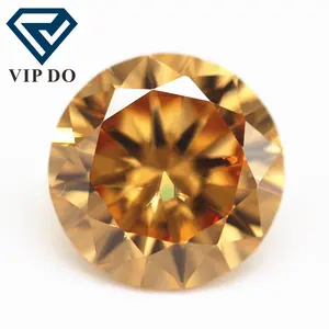 5A quality 0.8mm-20mm round cut champagne/dark champagne cubic zirconia loose gems synthetic round shape diamond cut CZ gemstone