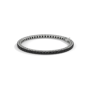 Black Tennis <b>Bracelet</b> in Sterling Silver with Minimalist Design Subtle Luxury Elegant Refined Fine Jewelry Statement Piece - Product Image 5