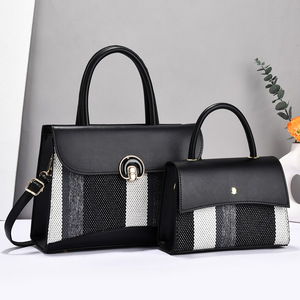 Conjunto de Bolsos para Madre e Hijo, Bolso Grande con Rayas de Color Azul, para Uso Diario, Primavera 2025 - Product Image 4
