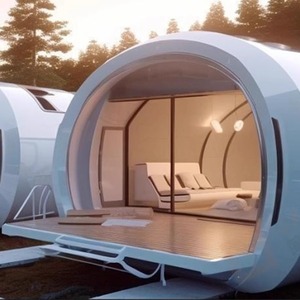 Casa Contenedor Redonda Moderna para Alojamiento al Aire Libre en Hoteles con Terraza de Madera y Puerta de Vidrio - Product Image 1