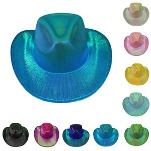 Sombrero Vaquero Holográfico Iridiscente Personalizable con Imagen Metálica Disco para Viajes, Fiestas, Festivales de Música, Halloween y Eventos de Cosplay - Product Image 2