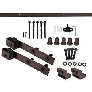 Porte coulissante de grange en <span class=keywords><strong>bois</strong></span> de pin noueux teinté GUJIE Z avec kit de quincaillerie, style ferme, utilisation intérieure imperméable - Product Image 3