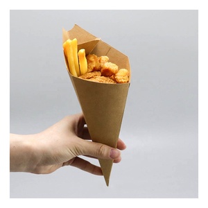 Boîte d'emballage écologique personnalisée de cône de frites gobelets en papier jetables pour croustilles avec sauce - Product Image 4