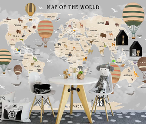 Revêtement mural personnalisé <span class=keywords><strong>en</strong></span> <span class=keywords><strong>3d</strong></span> pour enfant, motif dessin animé, cartes du monde - Product Image 3