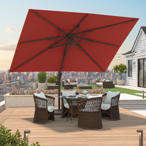 Sombrilla de <span class=keywords><strong>Patio</strong></span> de Aluminio Roja HANYI de 9X12 Pies con Doble Toldo Impermeable Resistente al Viento con Inclinación Giratoria de 360 Grados para Exteriores - Product Image 1