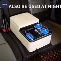 Boîte à lumière LED grande capacité avec charge sans fil, organiseur de console arrière pour siège de voiture, style populaire, kit intérieur pour accoudoir de siège arrière