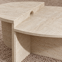 MEUBLES JIAMEIJIA |   Ensemble de tables basses gigognes effet travertin en trois pièces