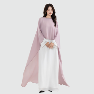 Bescheiden designer stijl moslim dames 2-delige set met doorschijnende cape en maxi jurk, aanpasbaar - Product Image 1