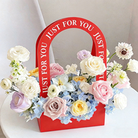 Boîte à fleurs en carton ondulé de luxe, de haute qualité, personnalisée, nouveau design, portable, pour fleuristes, vente en gros, pour l'emballage de cadeaux