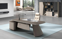 Bureau de direction moderne en bois de luxe en forme de L avec rangement, table de réunion pour bureau de patron