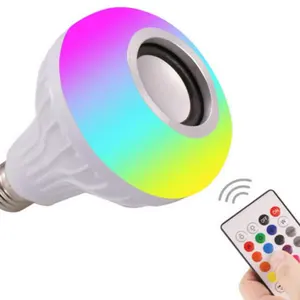 LED RGB 무선 블루 치아 스피커 전구 조명 음악 재생 램프 및 원격 E27