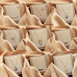 Sweet <span class=keywords><strong>Mori</strong></span> femmes titane acier élégant clavicule chaîne à la mode forme géométrique pendentif collier tout match Design de mode - Product Image 2