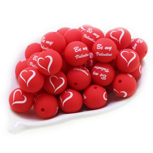 100 pièces/lot, nouvelles perles en silicone personnalisées imprimées, perles en silicone de 15 mm pour la fabrication de porte-clés, stylos, bijoux, colliers - Product Image 4