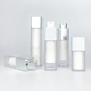 Patent Design Replaceable Inner Tube Bottles For Cosmet Serum Lotion 30ml 50ml 100ml Black Round Empty Glass Airless Pump Bottle