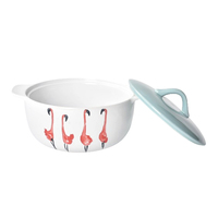 Ensemble de vaisselle de cuisine personnalisée à motif flamant rose, bol, assiette, tasse