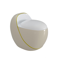 Sanitaire monté au sol noir mat ligne or commode ronde en forme d'oeuf salle de bain wc une pièce cuvette de toilette