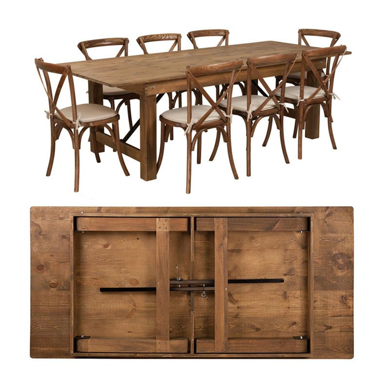 Rustic Folding Pine Wood Restaurant Party Tables And Chairs Farm Wedding Table For Events