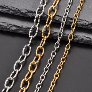 Collier chaîne à maillons ovales créatifs de 5 mm/8,5 mm pour femmes et hommes, en acier inoxydable, couleur argent/or, bijoux exquis avec gravure - Product Image 4