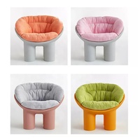 Chaises de salon modernes en fibre de verre avec coussin en tissu, chaise de détente Roly Poly