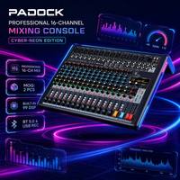 PADOCK Console de mixage numérique professionnelle 16 canaux - 99 effets DSP, console sonore avec Bluetooth et USB pour le streaming - MD-16X