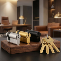 Serrure demi-cylindre en laiton Euro ANSI Grade 2 de 45 mm Wellone haute sécurité pour porte en bois avec 3 clés