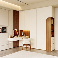 Ensemble de meubles de chambre à coucher minimaliste moderne : lit intégré, commode, coiffeuse et armoire de rangement avec grande capacité