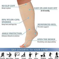 Chaussettes de compression à bout ouvert grande taille unisexe pour le sport, traitement des varices, pression graduée