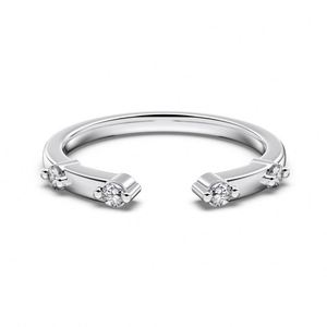 Dylam Simple Minimalist Design Stylish Jewelry Women S925 <b>Silver</b> Open <b>Adjustable</b> Resizable 5A Zirconia Wedding Band <b>Rings</b> - Product Image 1