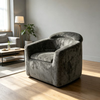 Fauteuil simple en tissu texturé gris, mousse haute densité, fauteuil d'appoint pour villa, café, gîte, usage commercial – Vente directe usine