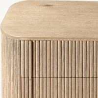 Table de chevet moderne prestigieuse en chêne américain, table de chevet à 2 tiroirs cannelée, armoire d'appoint de luxe en bois artisanal authentique