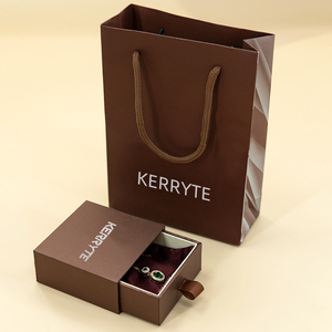 Custom Logo Luxury Sliding Drawer Packaging Box Recycle Paperboard <b>Earrings</b> Necklaces Rings Brown Paper <b>Gift</b> <b>Boxes</b> for Jewelry - Product Image 3
