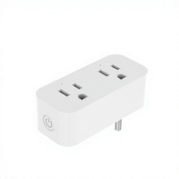 Enchufe Inteligente WiFi Tuya Multiestándar FCC de 15A, Material de PC, Control de Energía Inteligente, 2 Tomas, Uso Industrial, Mini Enchufe