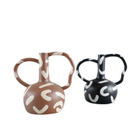 Ornements floraux en résine à motifs noir et blanc, style nordique moderne et minimaliste, décoration douce pour salon