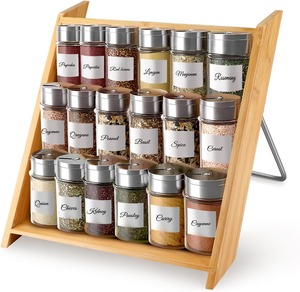 Bamboo Spice Rack Organizer 3 Tier Spice <b>Shelf</b> Stand for Kitchen Countertop, Wood Folding Spice Rack for Cabinet - Product Image 1