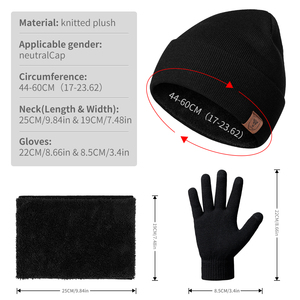 Ozero Nouveau style Vente en gros Bonnets en tricot tendance d'hiver <span class=keywords><strong>avec</strong></span> <span class=keywords><strong>gants</strong></span> et écharpe Ensemble 3 pièces pour adultes - Product Image 5
